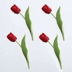 조화 홈플로우 홈 장식 다양한 컬러의 망고 튤립 스틱, 딥레드, 4개