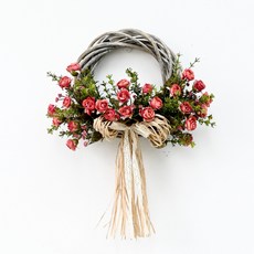 Garden in the City 迷你乾燥玫瑰花圈, 紅色