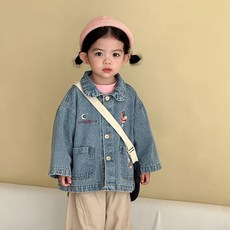 Starbean 可愛刺繡雙口袋牛仔夾克