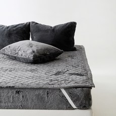 La Pomme Nuage長毛超細纖維吸濕發熱鬆緊帶床墊, 深灰色