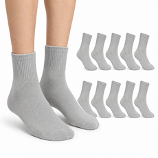 AtoSocks 男士運動短筒束口襪, 灰色, 10套