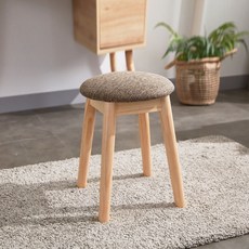 원목쿠션 화장대 의자 방문설치, 트위드 브라운