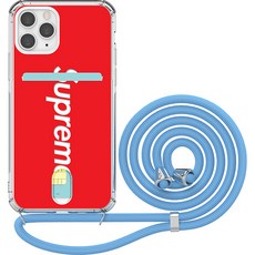 JUST4YOU 슈프림 투명방탄 카드 목걸이 휴대폰 케이스