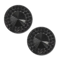 點綴寶石水鑽鈕扣 大寶石 21mm, 2個, 亮黑色