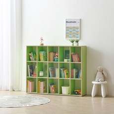 퍼닉에스엠 아동용 동그리 1200 책장, 그린, 3단