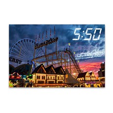 홈마인 캔버스 프린팅 액자 LED 시계 놀이공원 앤 열기구 600 x 400 mm, HM-PARK-03