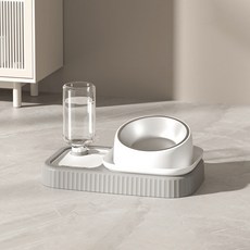 carno 寵物多功能半自動飲水餐具, 白色, 1個