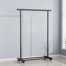 앞날창창 이동식 옷걸이 행거 스탠드 일반 1단, 블랙
