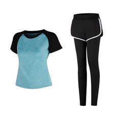 女款時尚瑜伽短袖T恤+短褲內搭褲