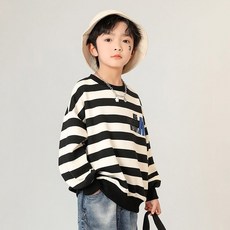 Starbean 男童彩色條紋字母大學T