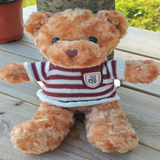 Betowin Clarain 可愛漂亮娃娃 絲絨麻花條紋熊, 紅色, 1個