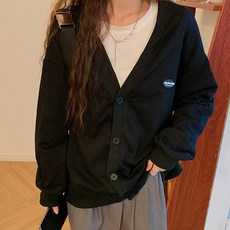 심플 라운딩 패치 임산부 루즈핏 간절기 카디건