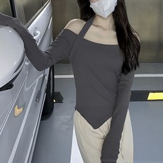 피어니스트 여성용 슬림핏 오프숄더 티셔츠