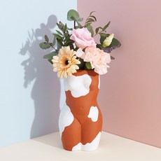DOIY 身體造型陶瓷花瓶, 棕色 + 白色