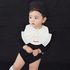 베이비블리 유아용 빅리본 바디슈트 + 턱받이 세트