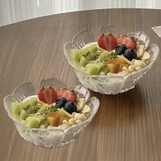 Parajuni花朵高矮玻璃沙拉優格碗甜點杯, 2個, 低款