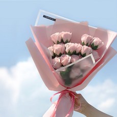 EPLYN 人造香皂花玫瑰求婚愛心花束, 寶寶粉