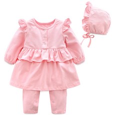 조이멀티 프릴 긴팔 원피스형 우주복 보넷 세트