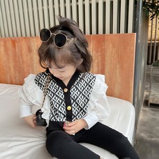 女童緹花撞色上衣 CCW13GBL109