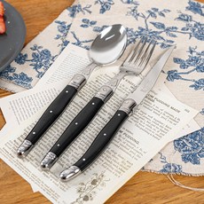 장듀보 라귀올 디너 스푼 + 포크 + 나이프 세트, 블랙, 1세트