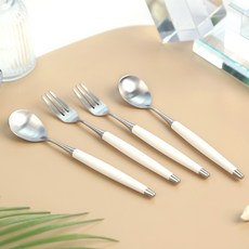 Bogen Le Vian 沙田茶匙+叉子套裝 2件 白色, 1組, 2p 茶匙 + 2p 茶叉