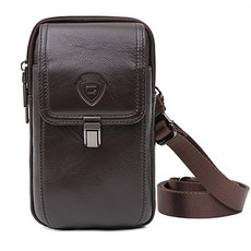 CAPACCI 運動皮革迷你斜背包 YBG-1031, 深咖啡色