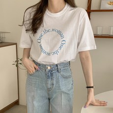 린다샵 여성용 페르노 레터링 베이직 반팔 티셔츠 T9138K23