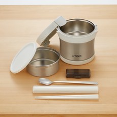 TIGER 虎牌 不鏽鋼雙層保溫便當, 透明不鏽鋼, 1個, 500ml