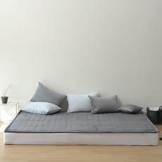 taccatacca 素色超細纖維絎縫固定帶床墊, 深灰色