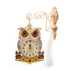 키다리 저소음 팝 부엉이 양면 벽시계 kjco094, 블루