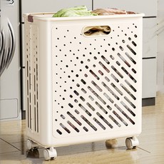 소니오 튼튼한 다용도 접이식 빨래바구니, 05 바퀴 크림