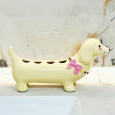 미르노아 알록달록 댕댕이 세라믹 오브제 칫솔꽂이 MMM3512, 옐로우, 1개