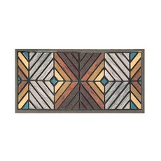 G+居家 橡膠植絨迎賓地墊 幸運菱格, 棕色, 1個