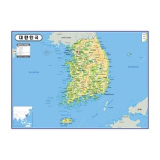 Map.Come 韓國塗層地形圖 110 x 78cm, 1個