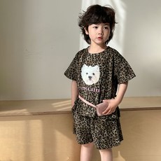 스타빈 아동용 호피패턴 퍼피 상하의 세트