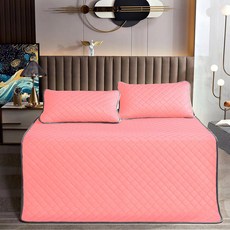 寢室安居 冰絲涼感乳膠涼蓆墊 + 枕套2個, 橘粉色, 涼感纖維