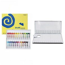 ShaMi 水彩顏料 + 30格水彩調色盤, 24色, 10ml