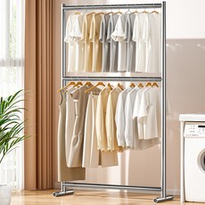 Yeonhome System不鏽鋼2層雙桿衣架, 單色