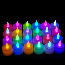 PARTYSHOW LED茶蠟燭 4.5cm, 24個, 彩虹