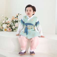 Doha Hanbok 男童用水藍色高級韓服套裝