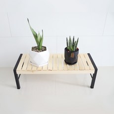 鐵製原木多用途花盆整理架, 黑色框架, 2層