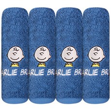 Songwol 松月 史努比刺繡40支精梳棉厚毛巾 180g, 藍色, 4條