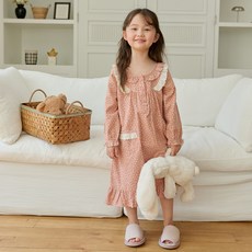 JJiniya 兒童款Wendy純棉斜紋布長袖連身睡裙