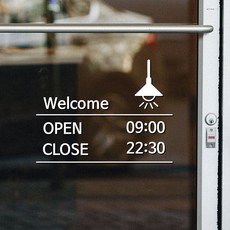 Sweet Space Open Close 24小時標示 商店貼紙 TYPE18, 白色