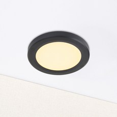 WONHA DS 圓形超薄邊框吸頂燈 LED 12W 無頻閃 15.2cm, 黑色 + 燈泡色