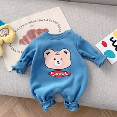스타도어 유아용 애니멀 프린팅 플리스 기모 우주복