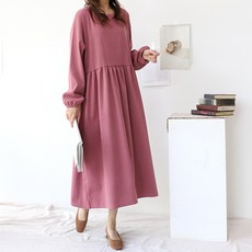 PANG PANG SHOP 褶皺孕婦長袖連身裙