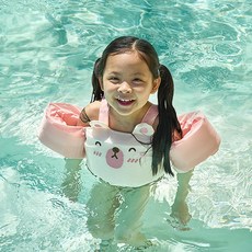 나이비 아동용 곰돌이 암링자켓 구명조끼 FREE, 핑크, 1개