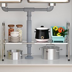 不鏽鋼廚房水槽下櫥櫃整理架, 銀色, 1個