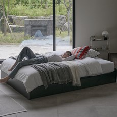 도모디자인 라베노 무헤드 수납형 침대프레임 단품 방문설치, 블랙